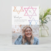 水彩オンブレフォトバルミツワーサンキューカード カード (スタンド正面)