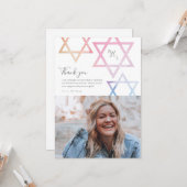 水彩オンブレフォトバルミツワーサンキューカード カード (正面/裏面インサイチュ)