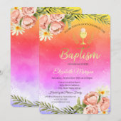 水彩オンブレペイントスプラッシュ洗礼 招待状 (正面/裏面)