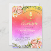 水彩オンブレペイントスプラッシュ洗礼 招待状 (正面)