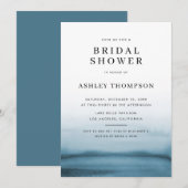 水彩オンブレ ネイビーブルー モダン ブライダルシャワー 招待状 (正面/裏面)