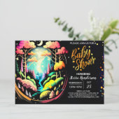 水彩オンラインウッドランド編集可能ベビーシャワー 招待状 (スタンド正面)