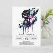 水彩オンライン忍者ガール誕生日 招待状 (スタンド正面)