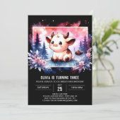 水彩オンライン牛の誕生日 招待状 (スタンド正面)