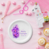 水彩オーキッドフラワーパープルアート紙プレート ペーパープレート (パーティー)