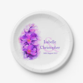 水彩オーキッドフラワーパープルアート紙プレート ペーパープレート