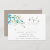 水彩オーキッド花の返信カード 出欠カード (正面/裏面)