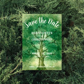 水彩オークの木レトロな森林ウェディング セーブザデート