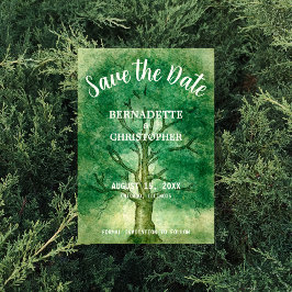水彩オークの木レトロな森林ウェディング セーブザデート