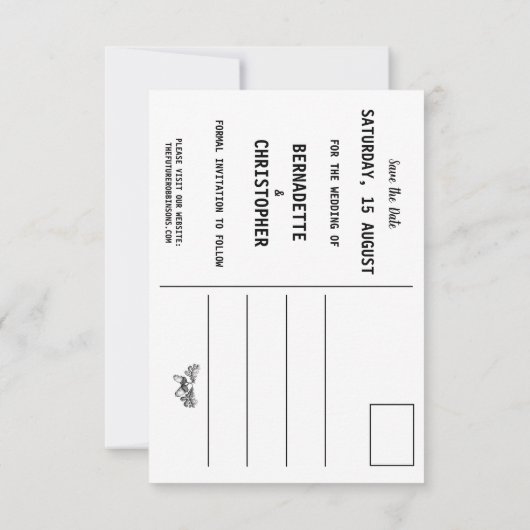 水彩オークの木レトロな森林ウェディング セーブザデート (裏面)