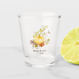 水彩オータムカボチャと離れ結婚式の引き出物 ショットグラス