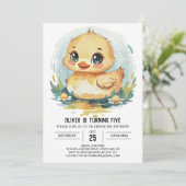 水彩オーダーメイドのダックバースデー 招待状 (スタンド正面)