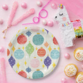 水彩オーナメントクリスマスカスタム文字 ペーパープレート (パーティー)