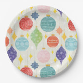 水彩オーナメントクリスマスカスタム文字 ペーパープレート (正面)