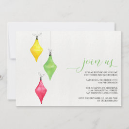 水彩オーナメントクリスマスパーティの招待状 招待状