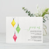 水彩オーナメントクリスマスパーティの招待状 招待状 (スタンド正面)