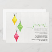 水彩オーナメントクリスマスパーティの招待状 招待状 (正面/裏面)