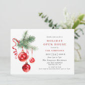 水彩オーナメントクリスマスホリデーオープンハウス 招待状 (スタンド正面)
