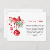 水彩オーナメントクリスマスホリデーサンキュー ポストカード (正面/裏面)