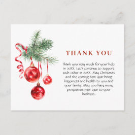 水彩オーナメントクリスマスホリデーサンキュー ポストカード