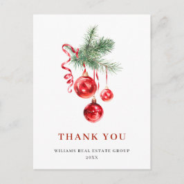 水彩オーナメントクリスマスホリデーサンキュー ポストカード