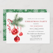 水彩オーナメントクリスマスホリデーパーティー 招待状 (正面/裏面)