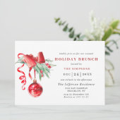 水彩オーナメントクリスマスホリデーブランチ 招待状 (スタンド正面)