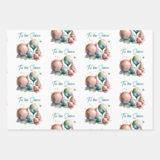 水彩オーナメントクリスマス ラッピングペーパーシート