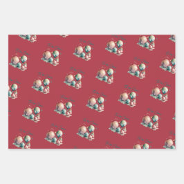 水彩オーナメントクリスマス ラッピングペーパーシート