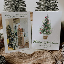 水彩オーナメントツリー写真メリークリスマス