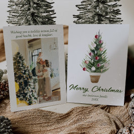 水彩オーナメントツリー写真メリークリスマス シーズンカード