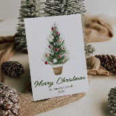 水彩オーナメントツリー写真メリークリスマス シーズンカード