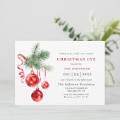 水彩オーナメントホリデークリスマスイブ 招待状 (スタンド正面)
