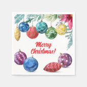 水彩オーナメント交換クリスマスパーティー スタンダードカクテルナプキン (正面)