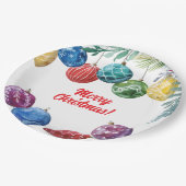 水彩オーナメント交換クリスマスパーティー ペーパープレート (アングル)