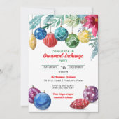 水彩オーナメント交換クリスマスパーティー 招待状 (正面)