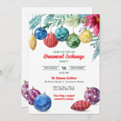 水彩オーナメント交換クリスマスパーティー 招待状 (正面/裏面)