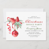水彩オーナメント企業のクリスマスパーティー 招待状 (正面)