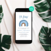 水彩オーバビーブルーレインボーベイビーシャワー 招待状