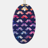 水彩オーバーレイ付き可愛い口ひげ模様 セラミックオーナメント (右)