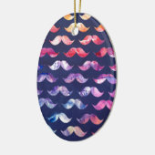 水彩オーバーレイ付き可愛い口ひげ模様 セラミックオーナメント (左)