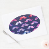 水彩オーバーレイ付き可愛い口ひげ模様 楕円形シール (封筒)