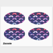 水彩オーバーレイ付き可愛い口ひげ模様 楕円形シール (シート)