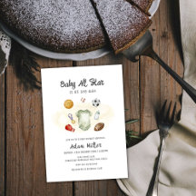 水彩オールスター スポーツ ベビーシャワー 招待状