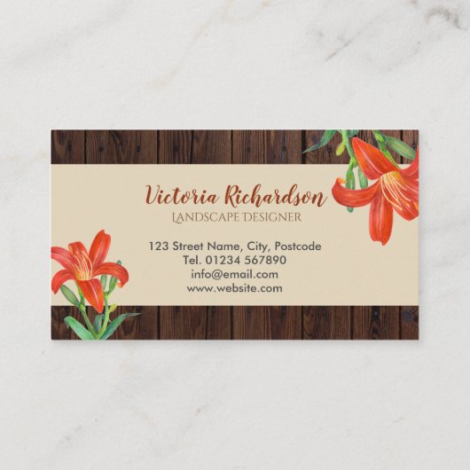 水彩オ素朴レンジユリのフローラ美術 名刺 (裏面)