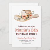 水彩カウガールハット ロデオ ウェスタン 誕生日 招待状 (正面/裏面)