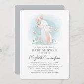 水彩カウトママラビットベビーシャワー招待状 招待状 (正面/裏面)
