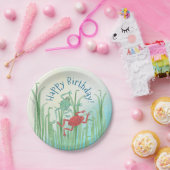 水彩カエルの誕生日パーティー紙プレート ペーパープレート (パーティー)