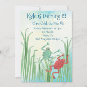 水彩カエル誕生日招待状 招待状 (正面)