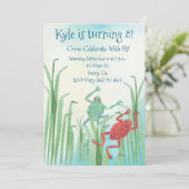 水彩カエル誕生日招待状 招待状 (スタンド正面)